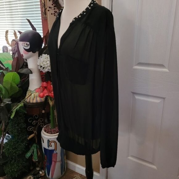 New Torrid Blouse Top Black Pearl Pearls Beaded Embellished Career Size 2 2x - Picture 7 of 9